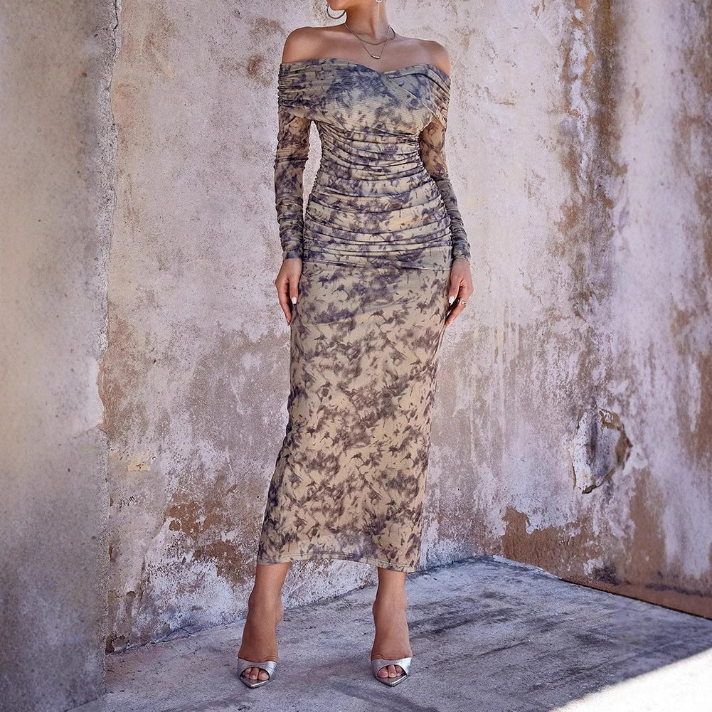 Robe en Mesh Imprimé à Strass