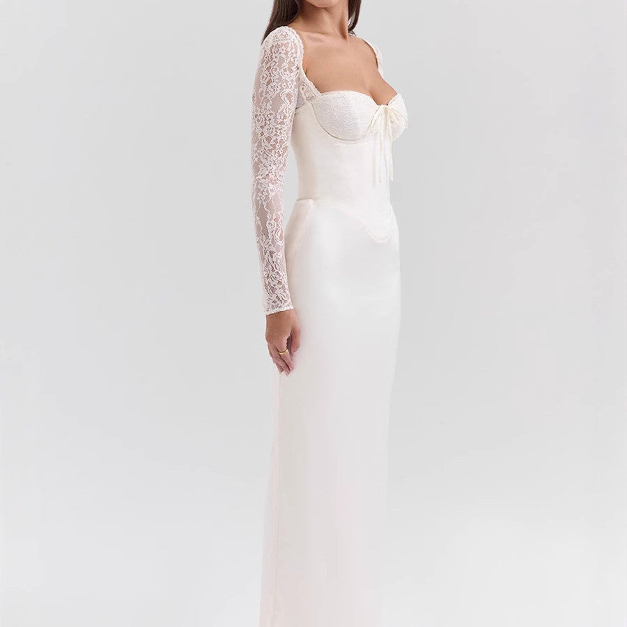 Robe Blanche Élégance Dentelle