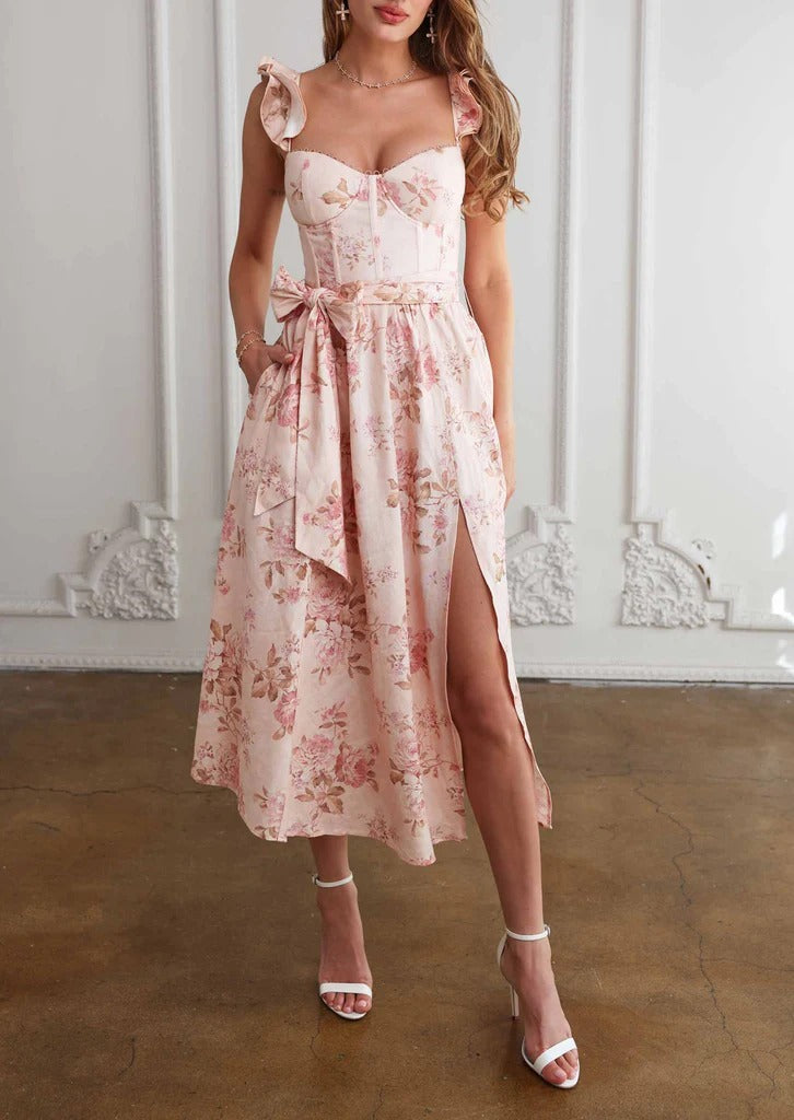 Robe Midi Fleurie Style Rétro