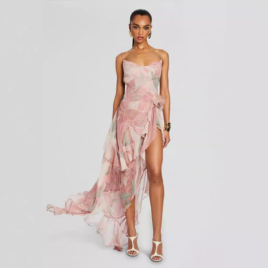 Robe Asymétrique à Volants